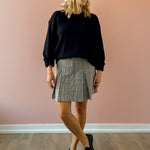 Z Supply Cloud Spun Shaped Crew Sweater in black, front view.