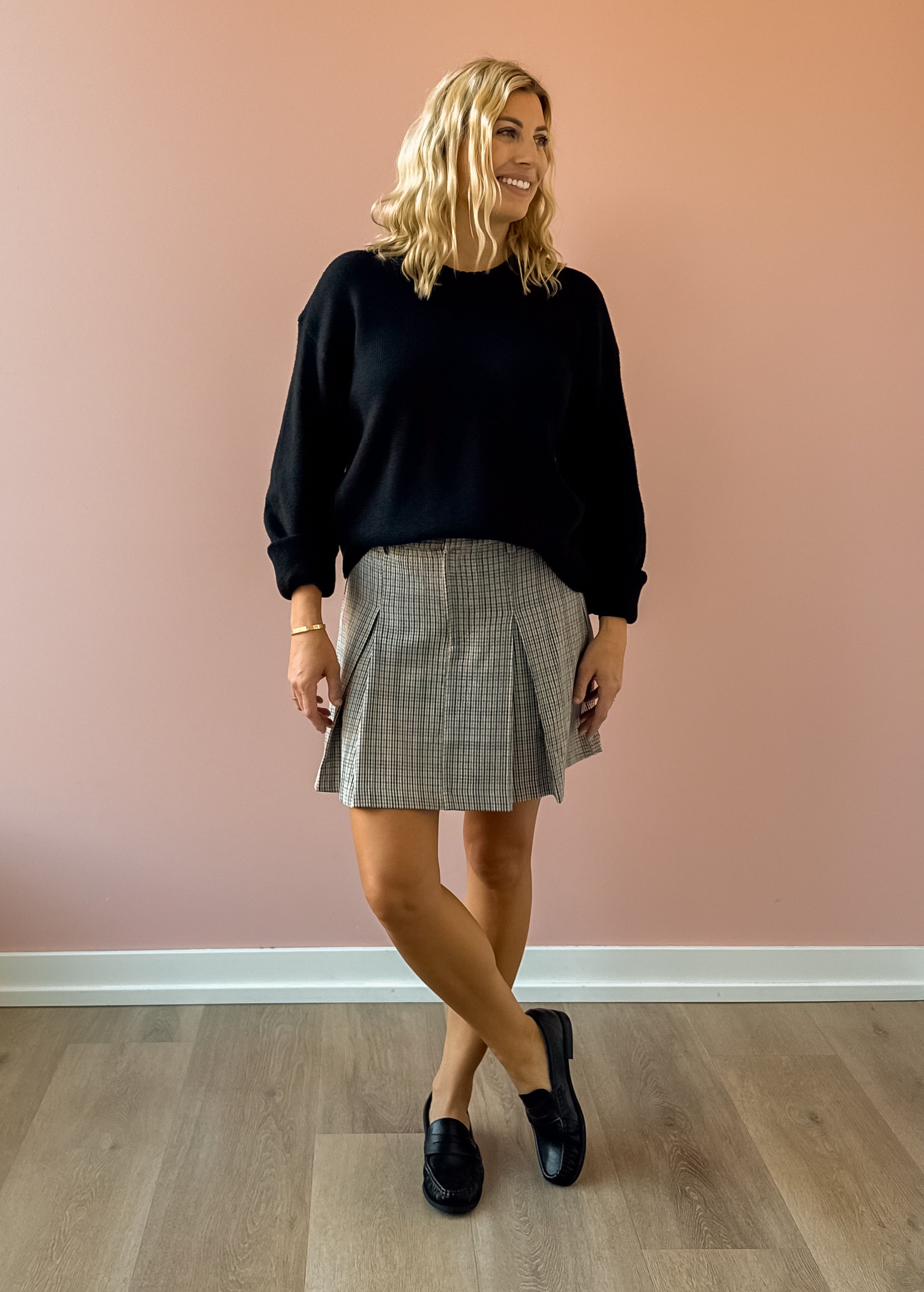 Z Supply Cloud Spun Shaped Crew Sweater in black, front view.