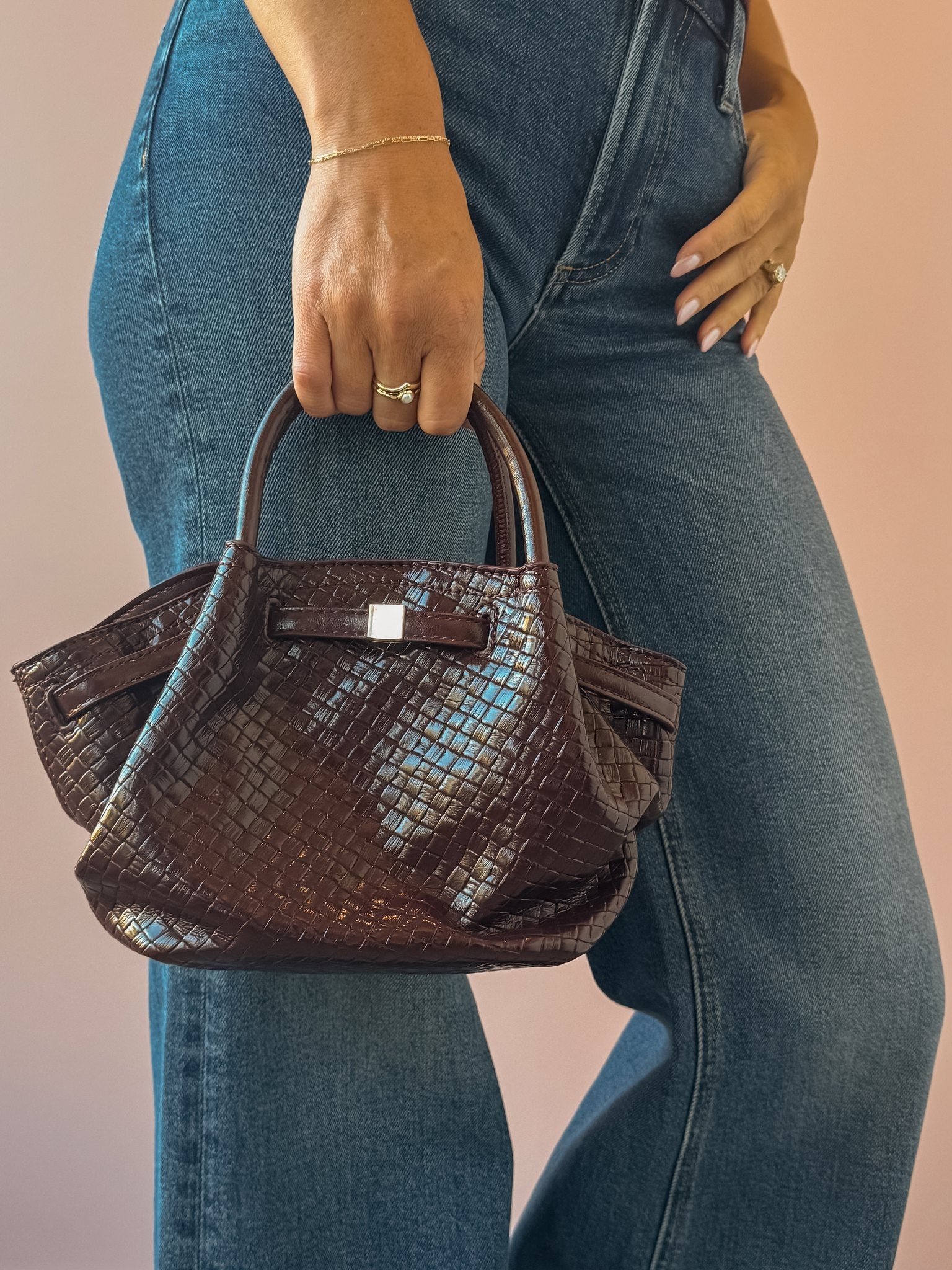 Selena Burgundy Woven Purse