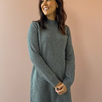 Be Cool Falon Sweater Mini Dress in grey, front close-up.