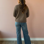 Be Cool Jill Mock Neck Sweater in brown, back view.
