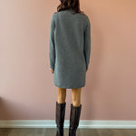 Be Cool Falon Sweater Mini Dress in grey, back view.