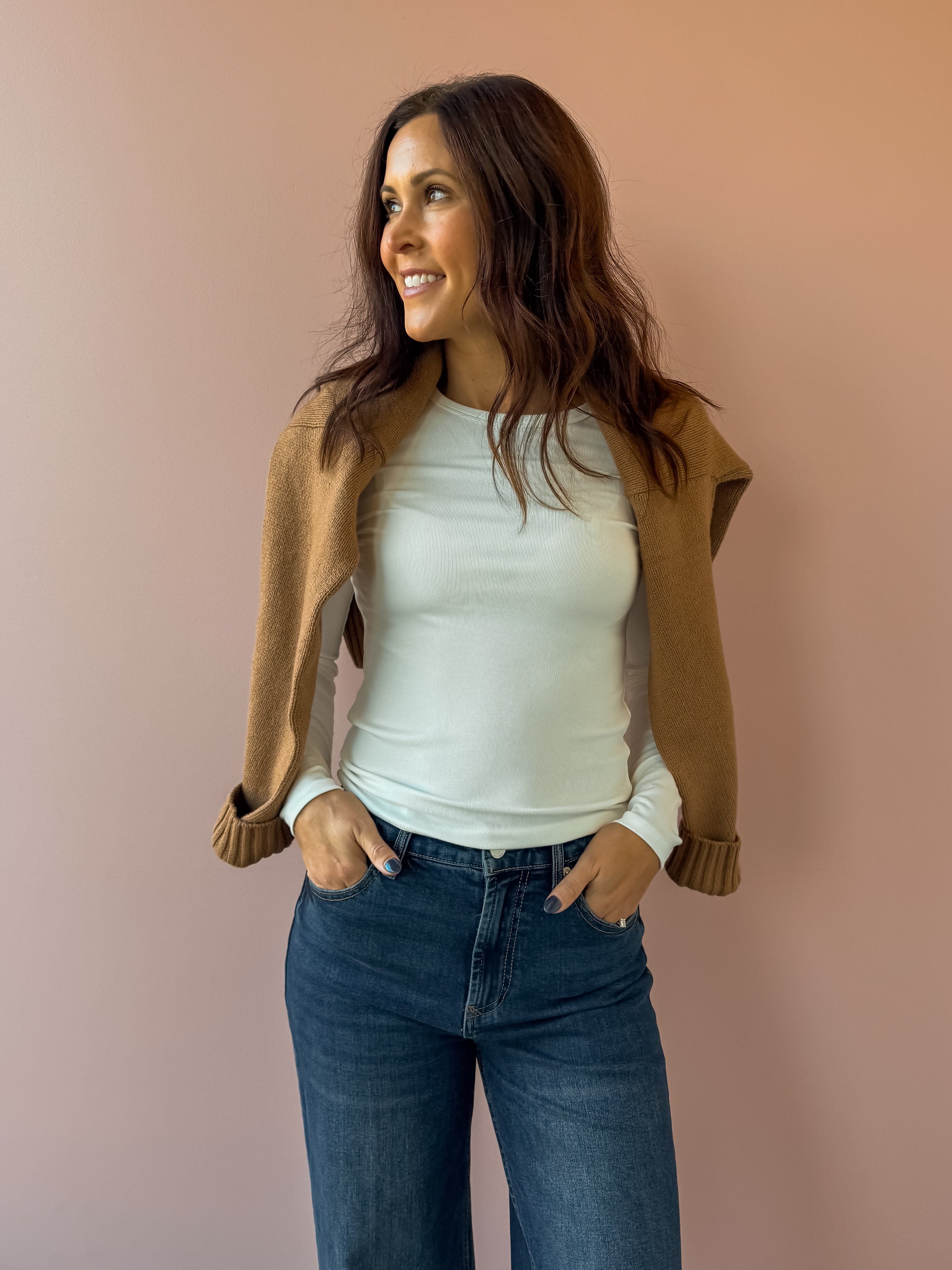 Dear John Fiona Cuff Wide Leg Jeans in blue, front close-up.