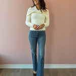 Sage The Label Free Bird Two Piece Sweater in ivory, front view.
