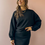 Sadie & Sage On A Stroll Dolman Sleeve Top in black, front close-up.