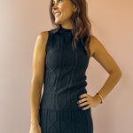 Sage The Label Tabitha Sweater Tank in black, front close-up.