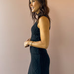 Sage The Label Tabitha Sweater Tank in black, side close-up.