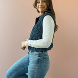 Arden Quilted Vest- Denim