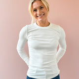 White Crew Long Sleeve Top