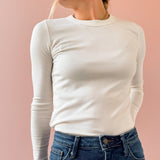 White Crew Long Sleeve Top