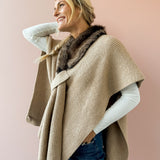 Farrah Fur Shawl Tan