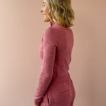 Varley Rufus Zip Through in pink, side close-up.