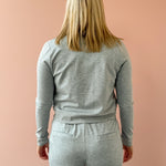 Varley Rufus Cropped Zip Through and Motion Easy Jogger 30 in grey, back close-up.
