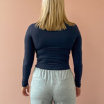 Glowie Sofie Top in navy, back close-up.