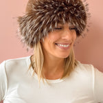 Common Knit Genevieve Brown Faux Fur Hat in brown, front view.