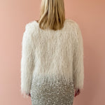 Sadie & Sage Angel Wings Fringe Jacket in ivory, back close-up.
