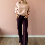 Pistola Penny High Rise Wide Leg Jean in claret, front view.