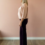 Pistola Penny High Rise Wide Leg Jean in claret, side view.