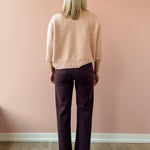 Pistola Penny High Rise Wide Leg Jean in claret, back view.