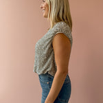 Sadie & Sage Luster Sequin Cami Top in silver, side view.