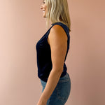Dear John Shaunee Top in blue, side view.