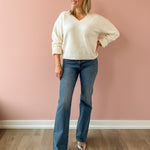 Adelyn Rae Angie Sweater in white, front view.