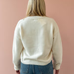 Adelyn Rae Angie Sweater in white, back close-up.