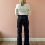 Just Black Denim Stella High Rise Straight Jean in black, back view.