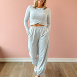 Glowie Maddie Jogger in grey, front view.