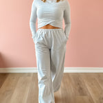 Glowie Maddie Jogger in grey, front view.
