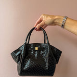 Selena Black Woven Crossbody