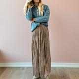 Stella Pleated Maxi Skirt Brown