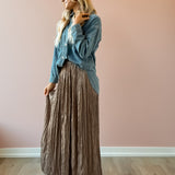 Stella Pleated Maxi Skirt Brown