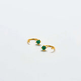 Green CZ Open Hoop Earrings